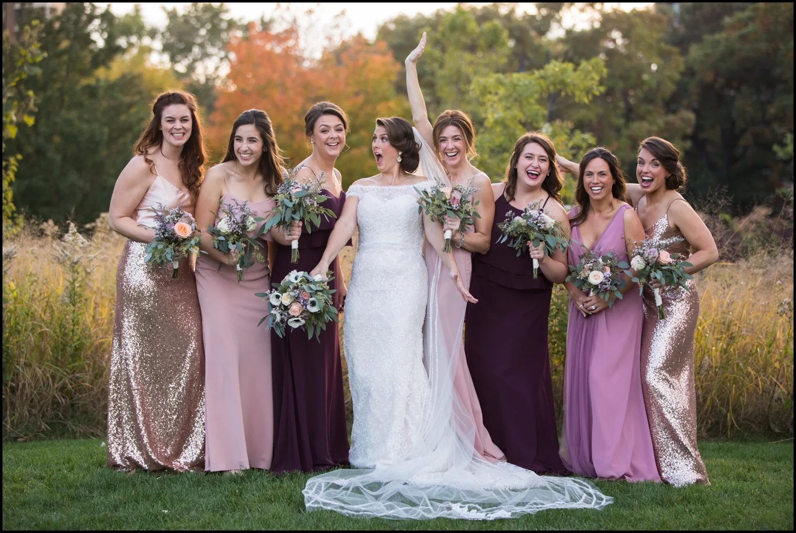 bridesmaids and the bride