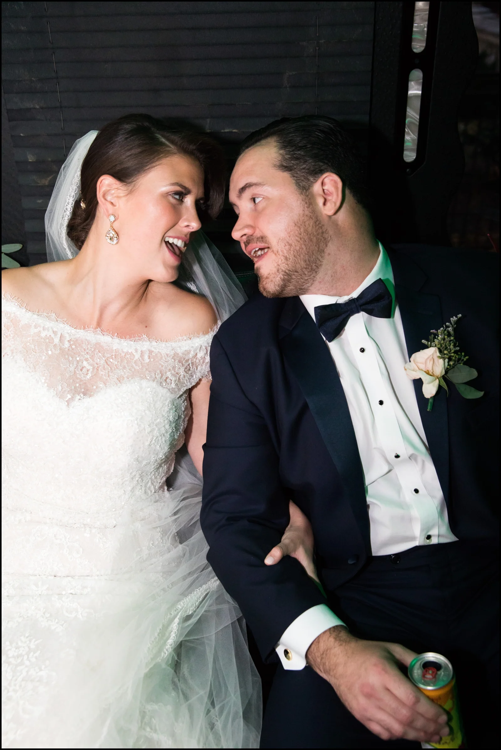 bride and groom singing
