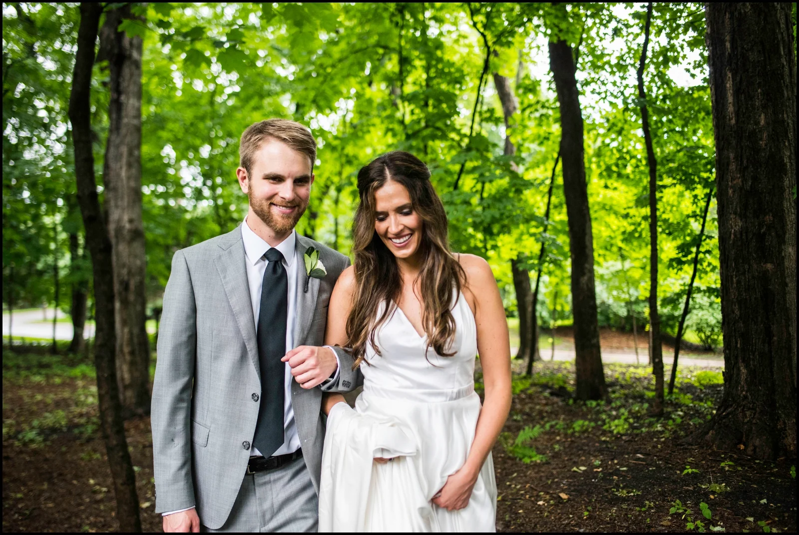 bride and groom walking