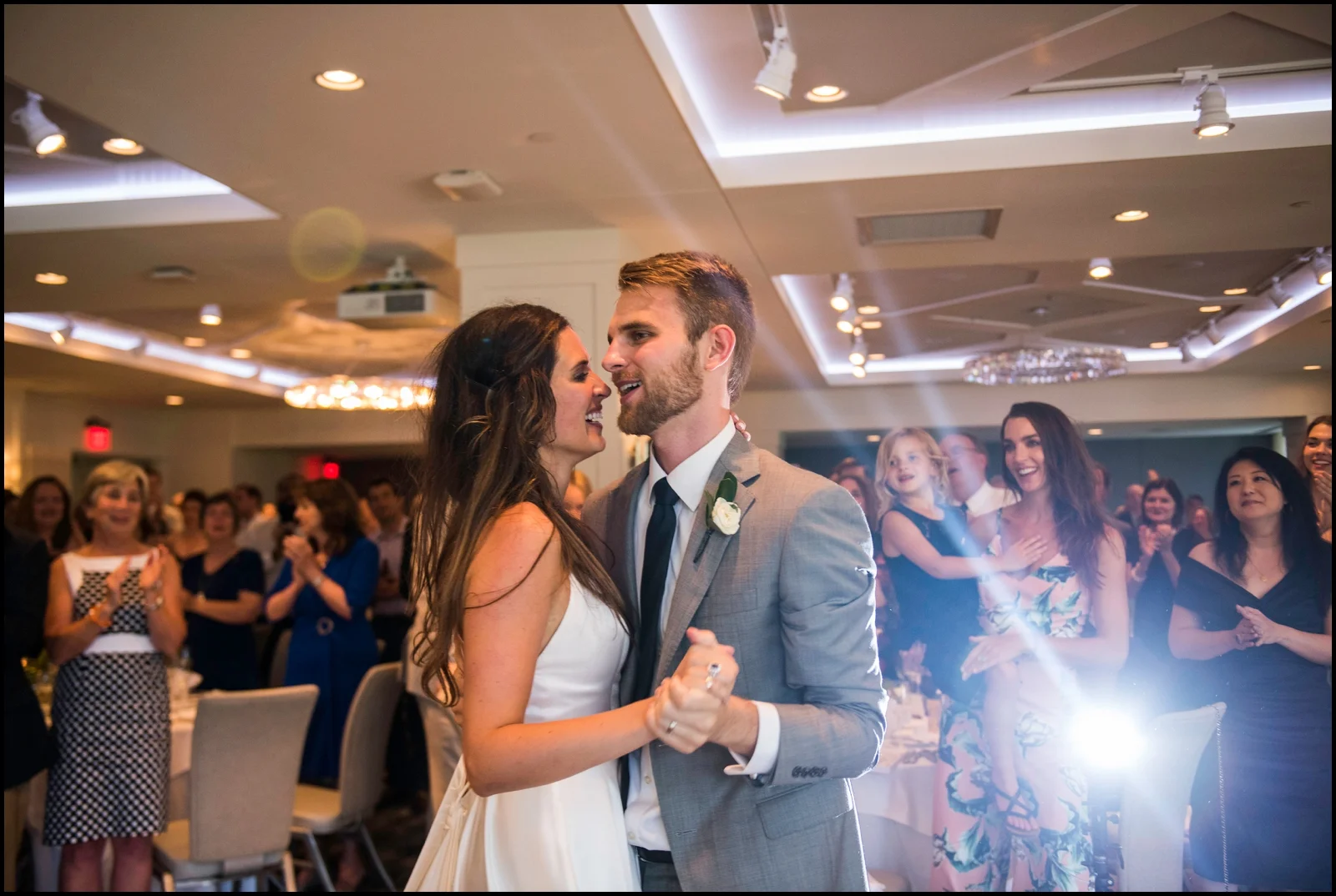 bride and groom dancing