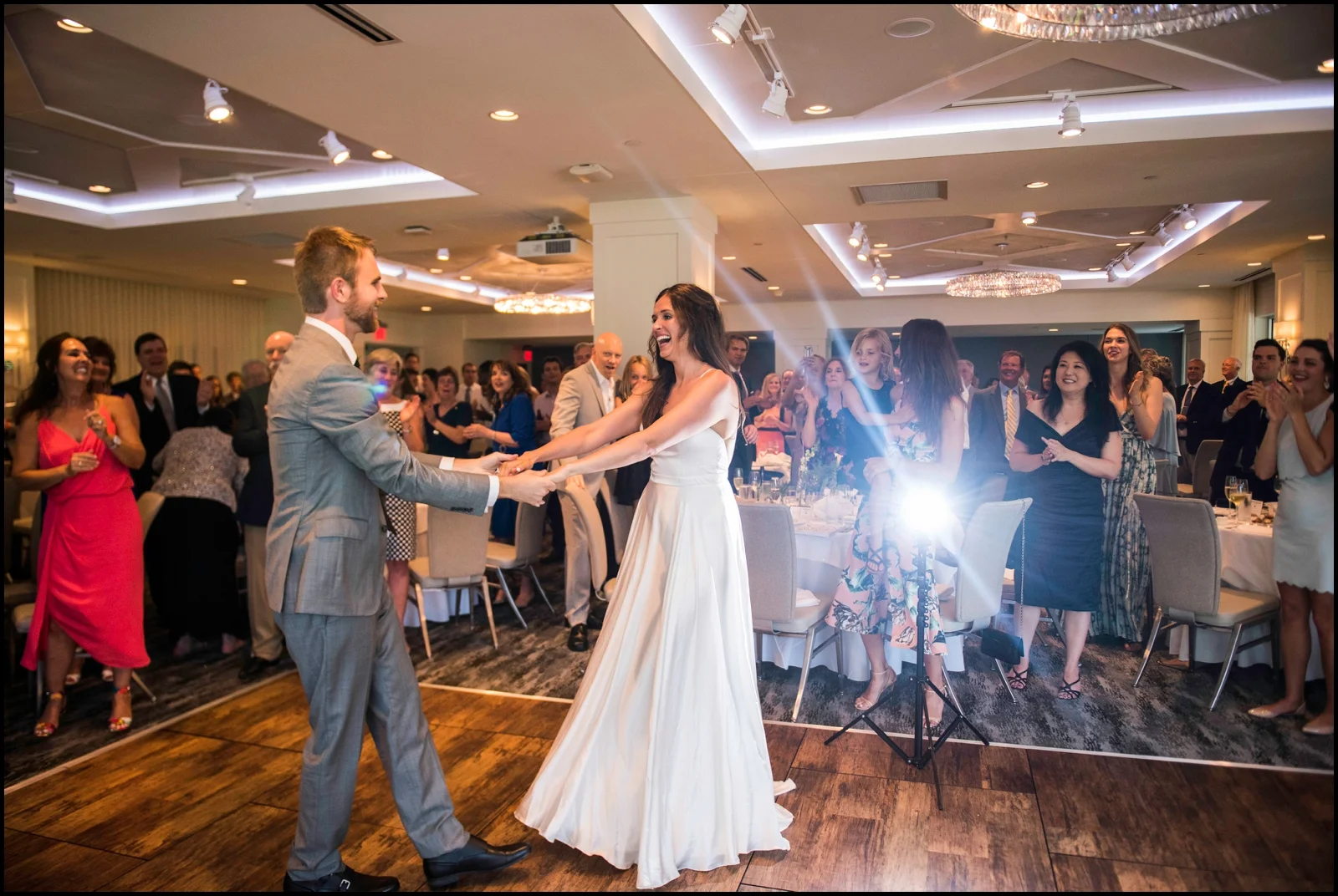 bride and groom dancing