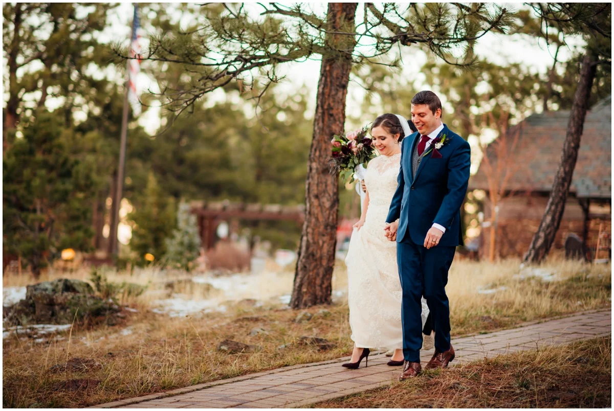 bride and groom walking