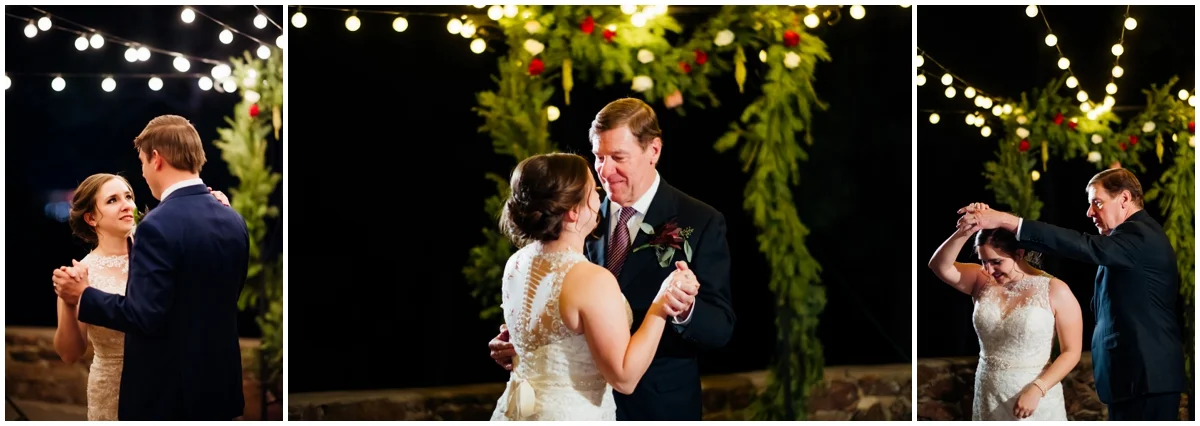 bride dancing with her father and her groom