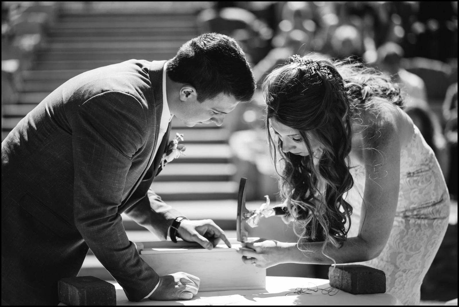 Bride and groom at their wedding ceremony