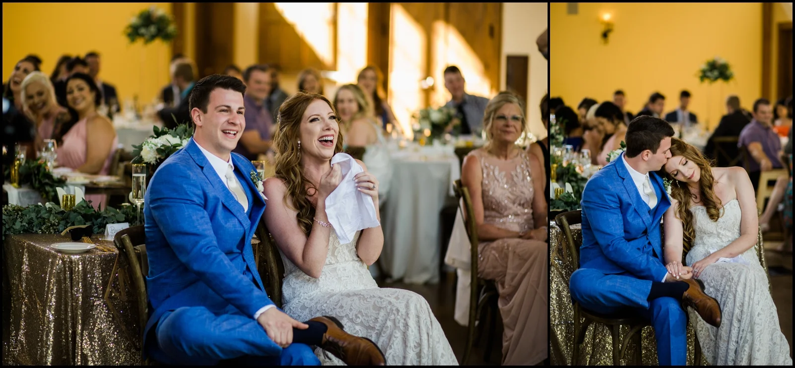 Bride and groom during their wedding reception in Denver