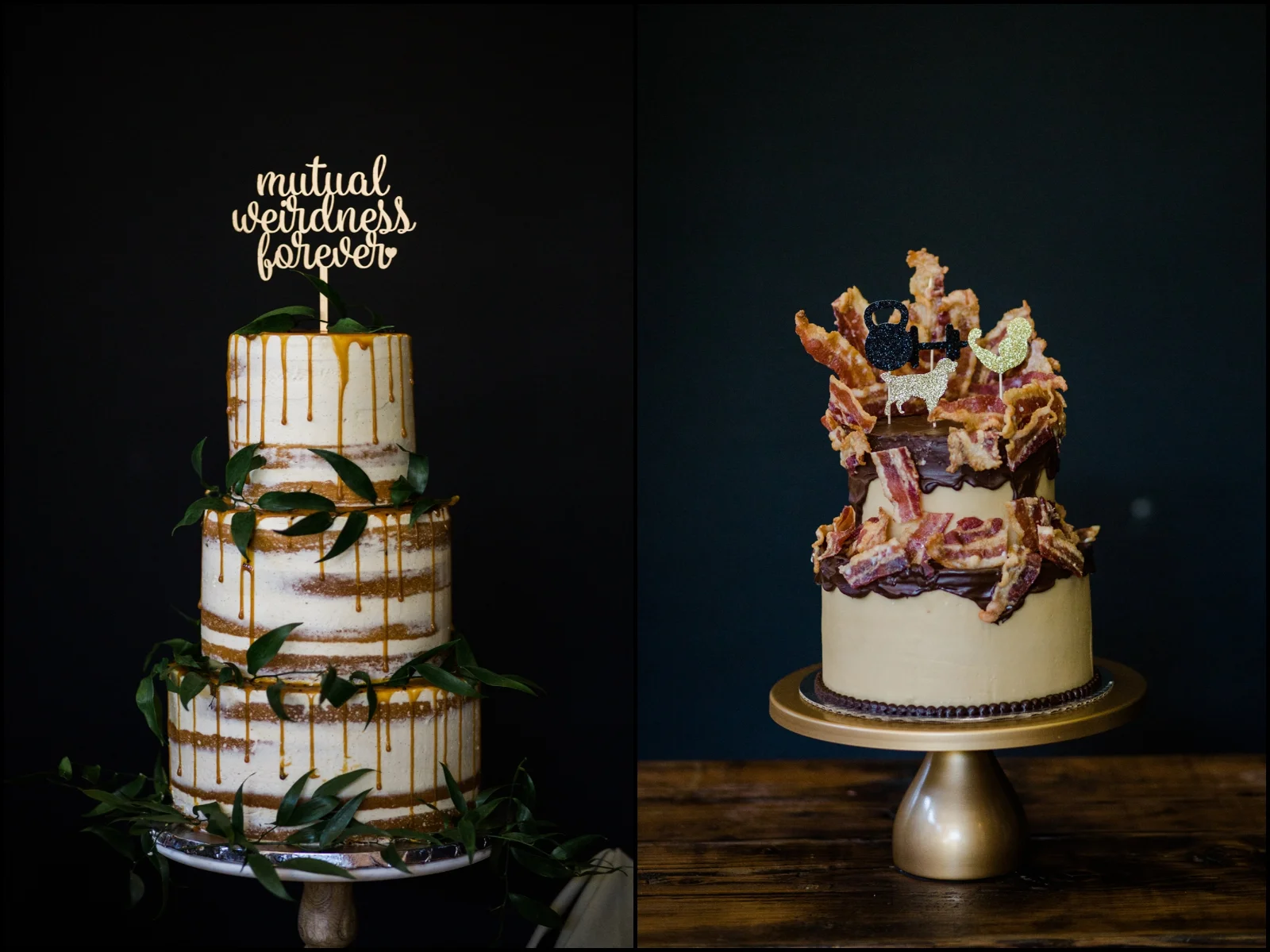 Bride and groom’s wedding cakes