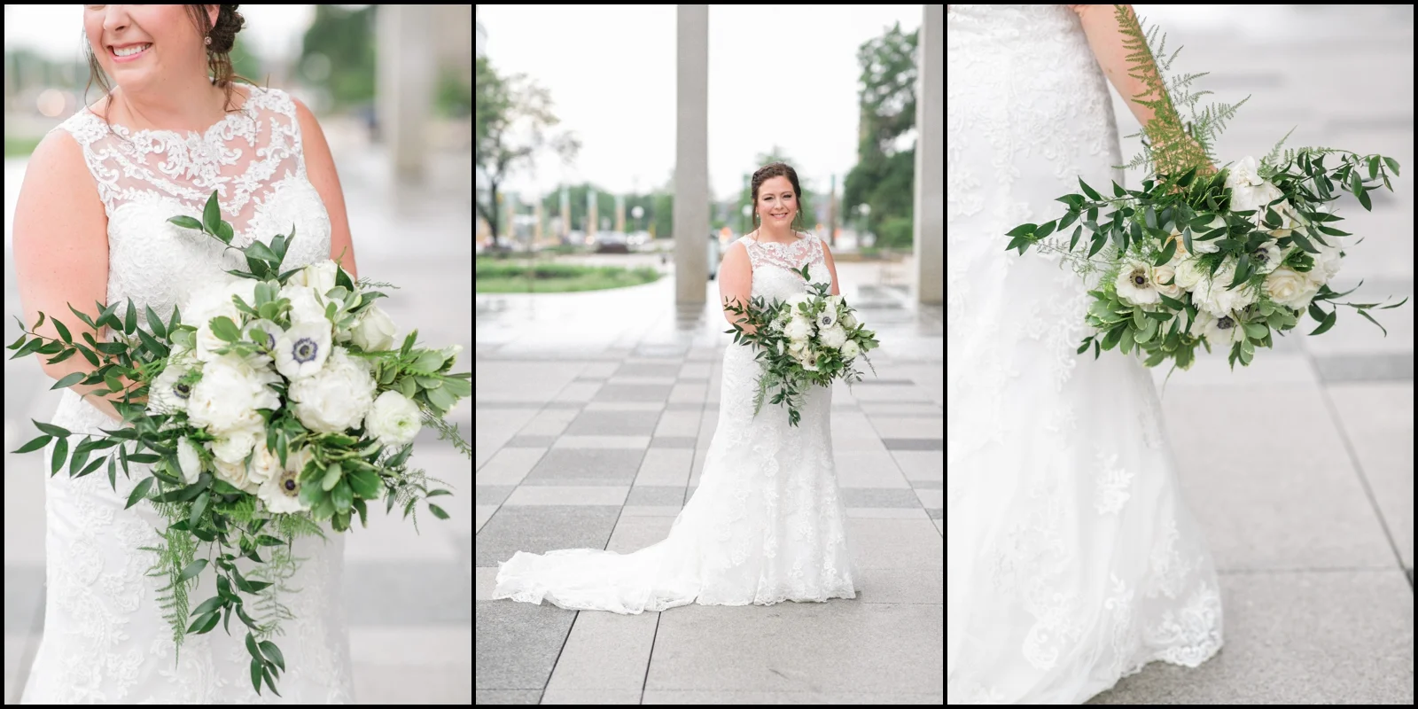 Bride wedding dress and bridal bouquet
