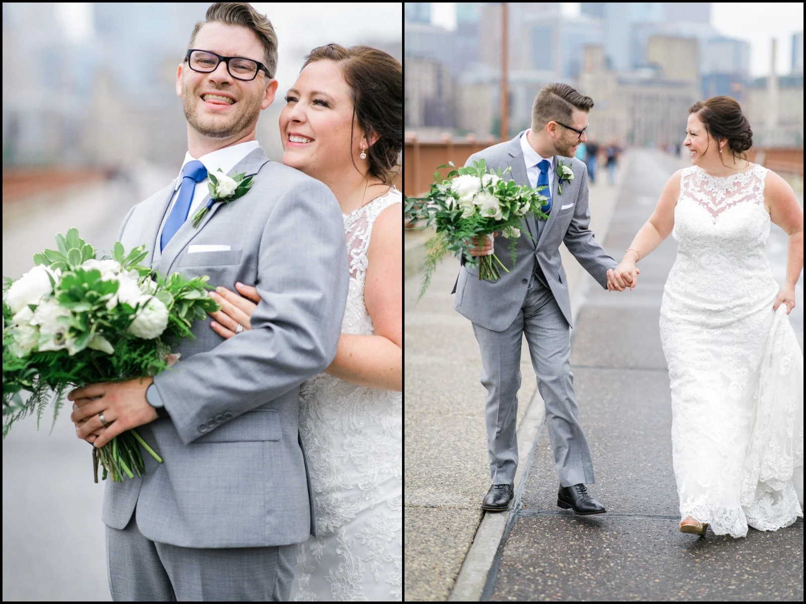 Groom holding the wedding bouquet