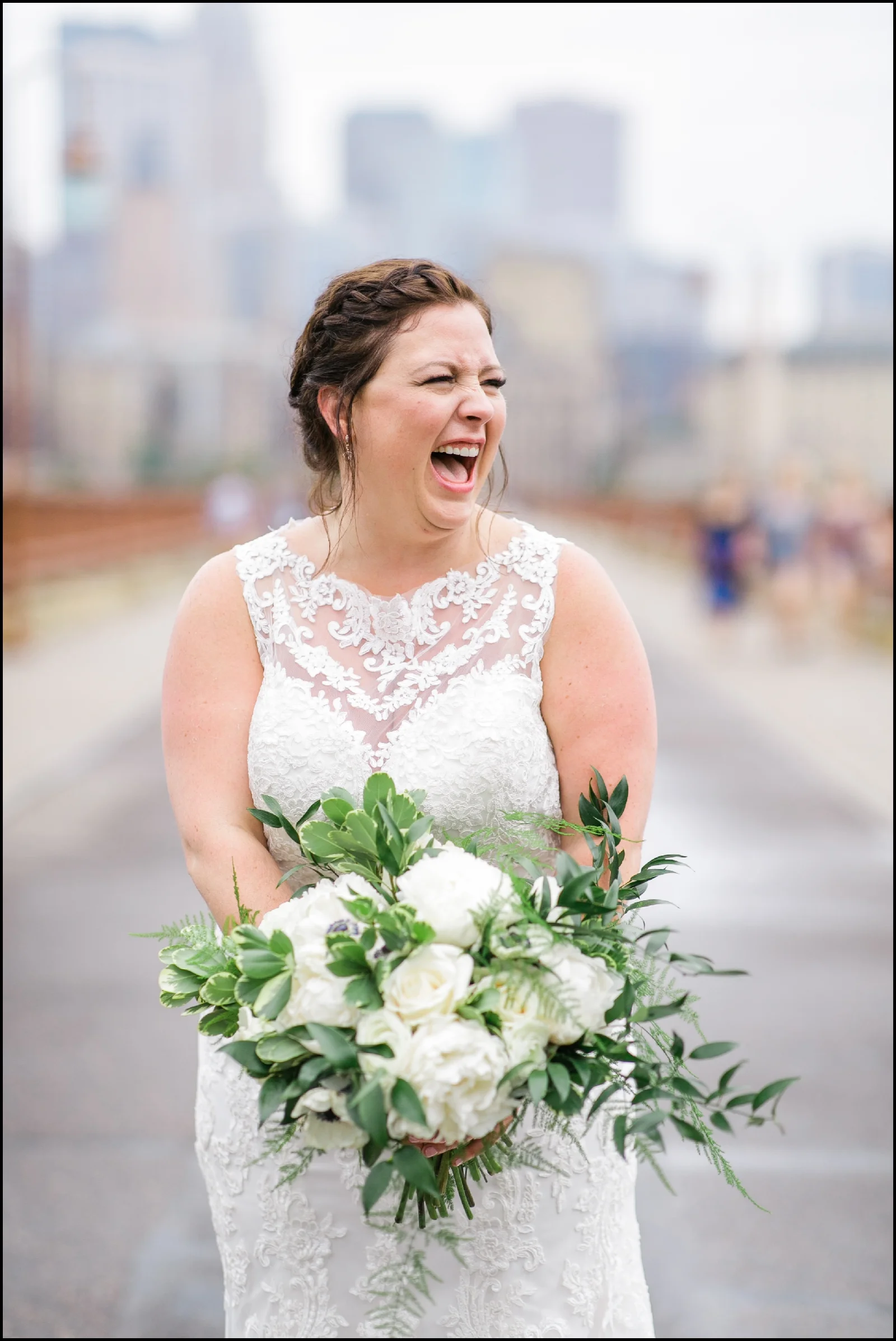 Bride laughing in mpls