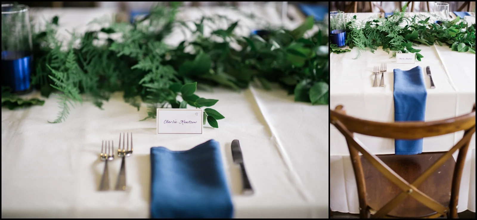 Wedding tablescape with navy