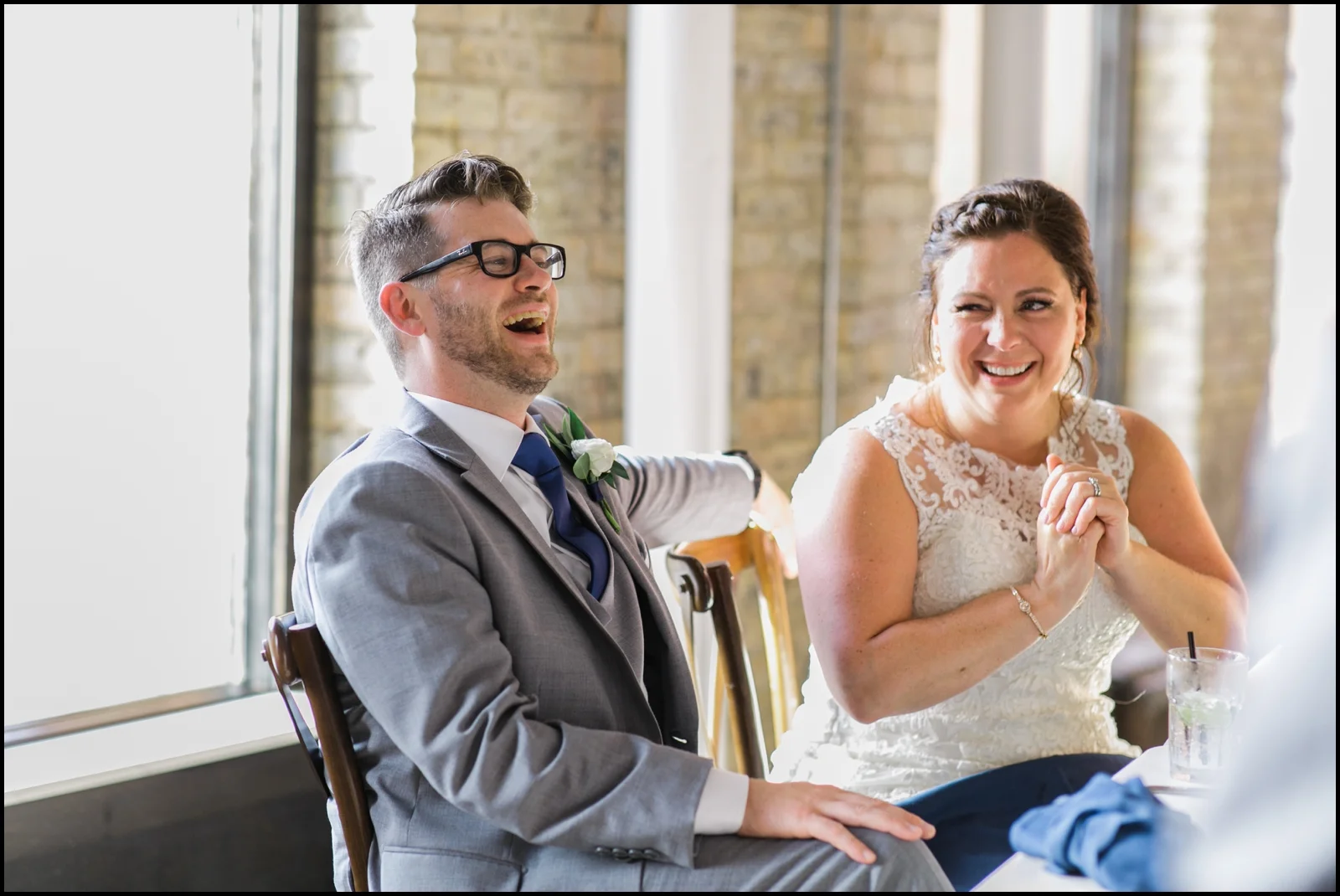Bride and groom at their MPLS wedding reception