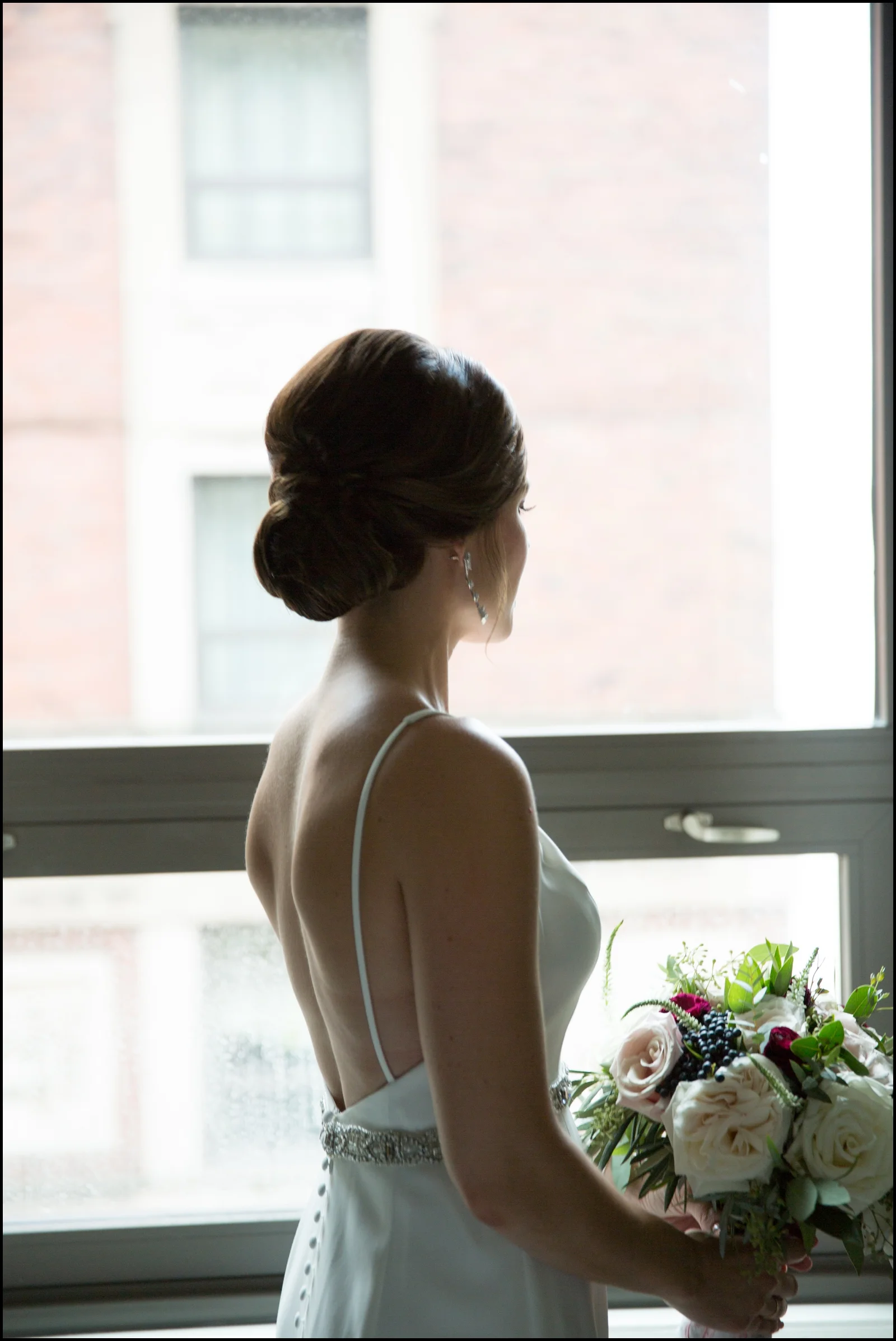 Bride holding her bridal bouquet