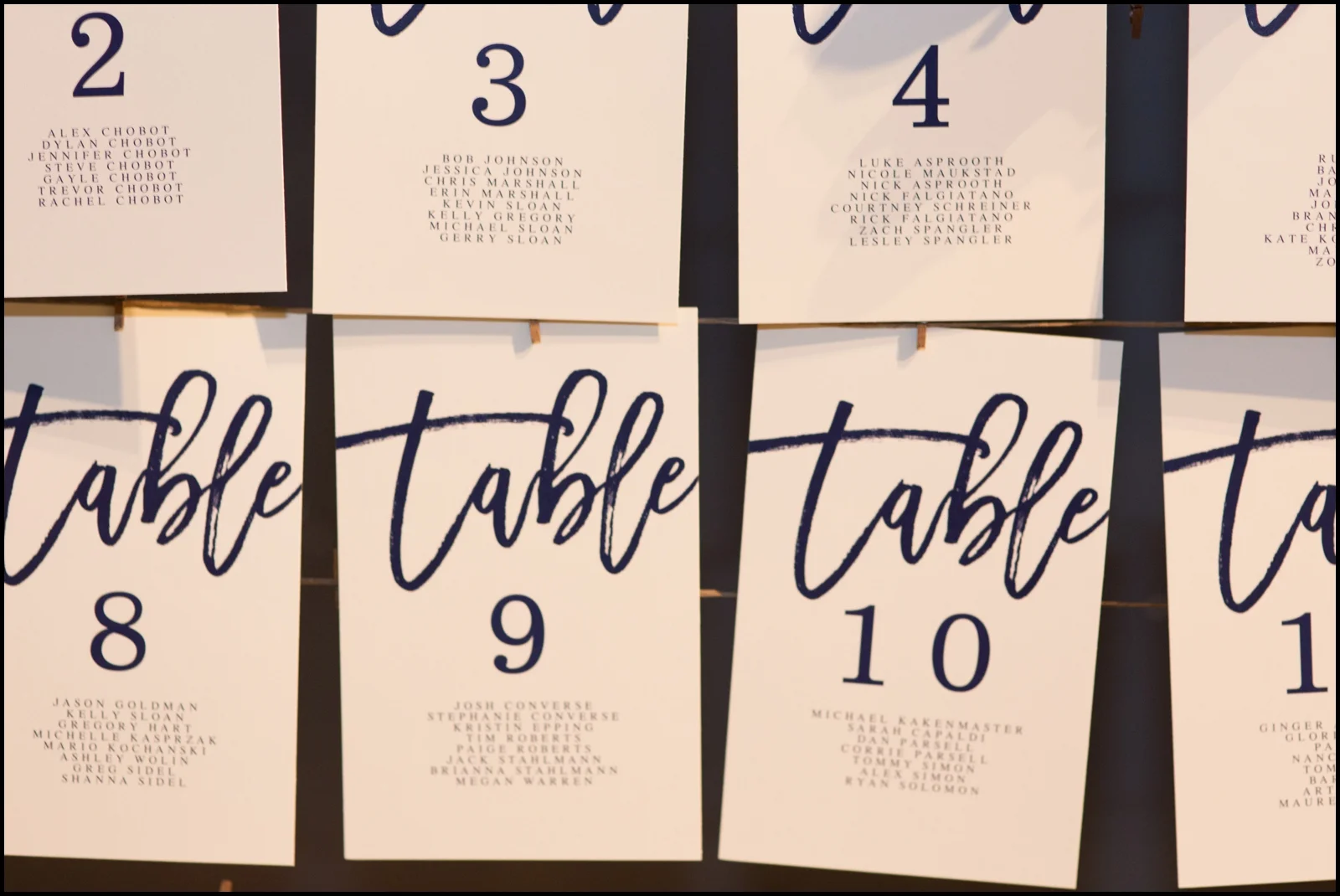 Seating Chart Display Table