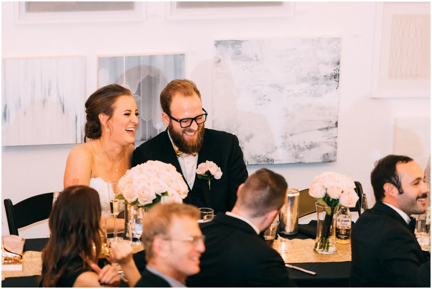 bride and groom during their wedding reception