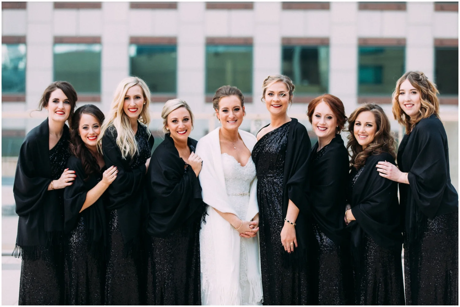 Bride and the bridesmaids ready for the wedding