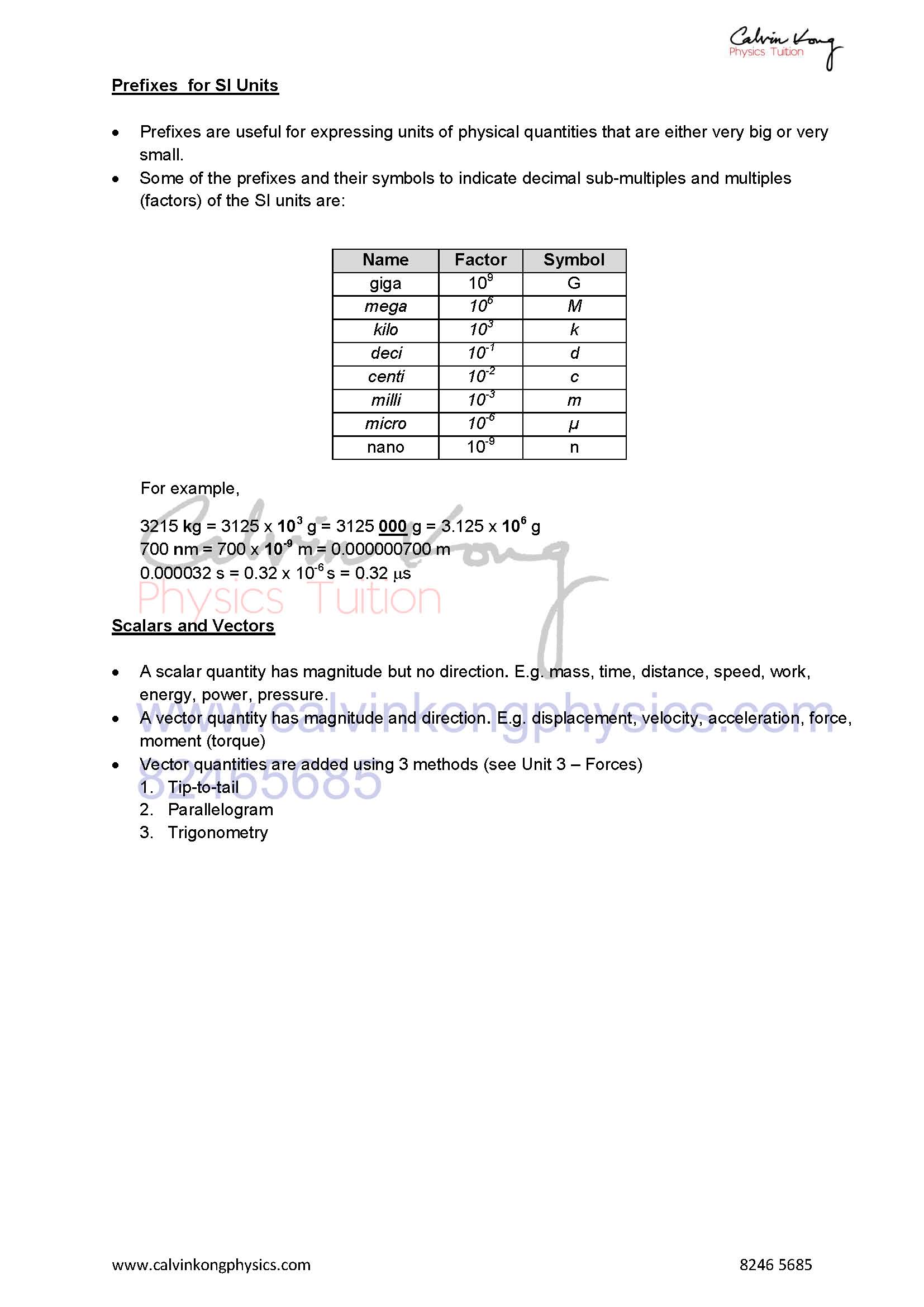 1 1 Physical Quantities And Si Units Physics Tuition Centre O Level A Level And Integrated Programme Ip