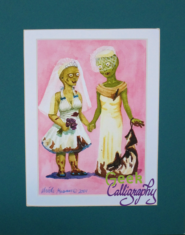 Zombie Brides art print from GeekCalligraphy.com