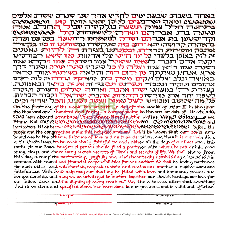 Vulcan Salute Ketubah Priestly Blessing Hand Ketubah Star Trek RA Gender Neutral Lovers' Covenant Brit Ahuvim Text