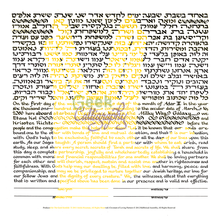Vulcan Salute Ketubah Priestly Blessing Hand Ketubah Star Trek RA Gender Neutral Lovers' Covenant Brit Ahuvim Text