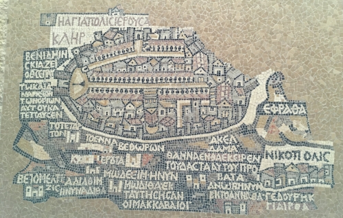 Mosaic map of The Cardo (Roman street in the Old City of Jerusalem.