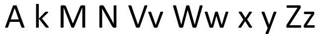 English letters with angles. Calibri font. Notice how acute the angles are?