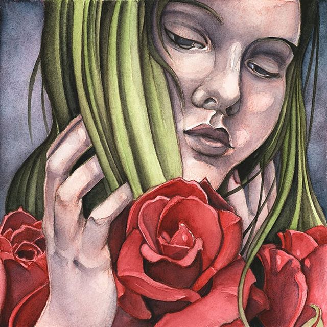 &quot;Briony&quot; is one of my newest paintings that will be available at Panoply in Huntsville, Al in just a few weeks! @artshuntsville #artshuntsville #panoply2019 #watercolor #artfair #artlife #goddess #witchywoman #witchyart #popsurrealism #arti