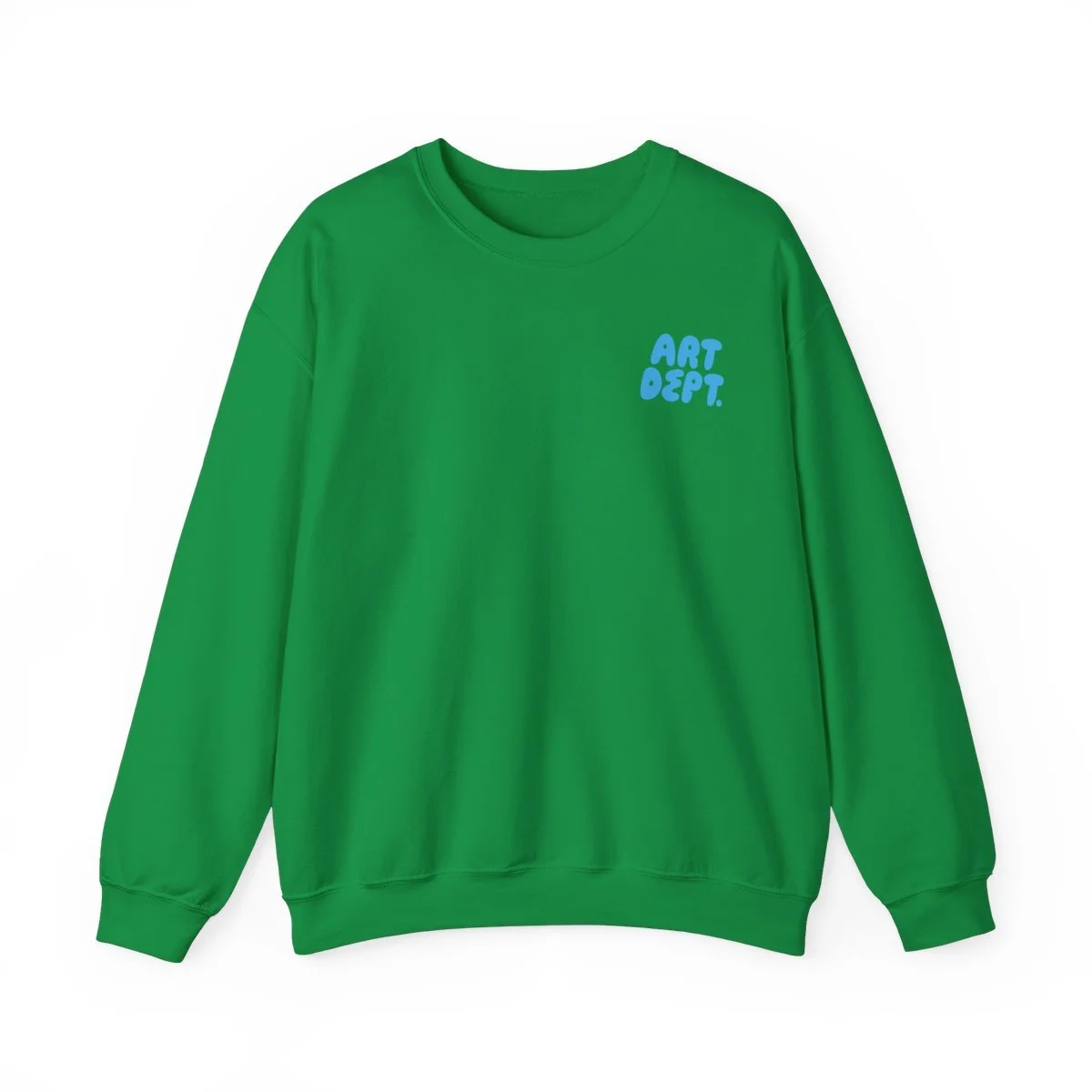 Green Art Department Sweatshirt with Blue Design Stephanie Falaschetti