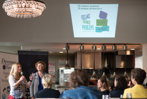JILLS cofounders pitch finalists in Madison Forward Fest.