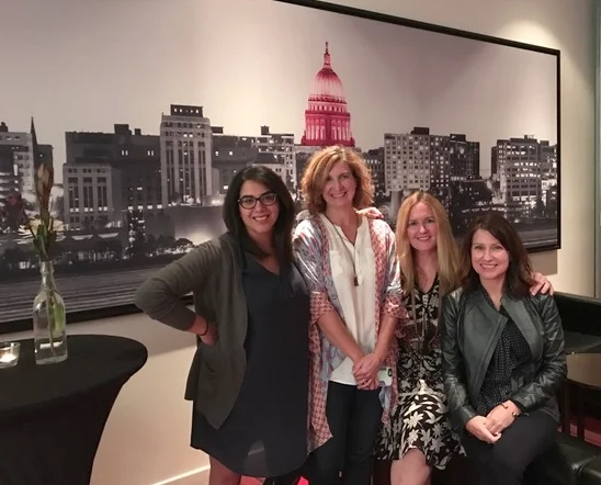 Ellevate Network Board Members (far left), and Meg Prestigiacomo (far right) joining THE JILLS OF ALL TRADES™ cofounders Corinne Neil and Megan A.C. Boswell. 