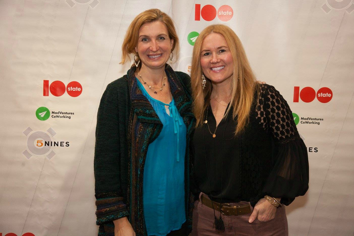  Corinne Neil and Megan Boswell, at the annual party for 100STATE Coworking, at Madison Museum of Contemporary Art. 