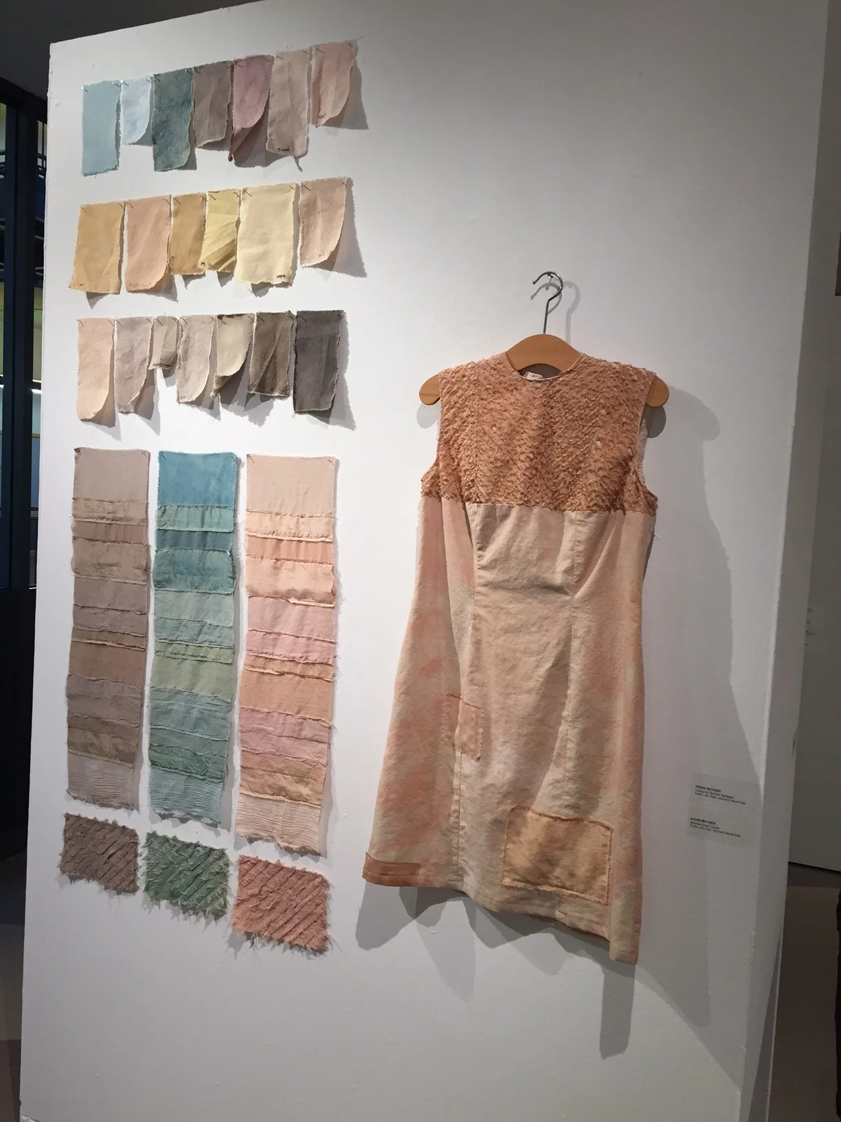 "Colour & Texture samples" and "Madder-Dyed Dress" by Aidan Mayner 