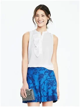BANANA REPUBLIC Sleeveless Ruffle-Placket Blouse, $95