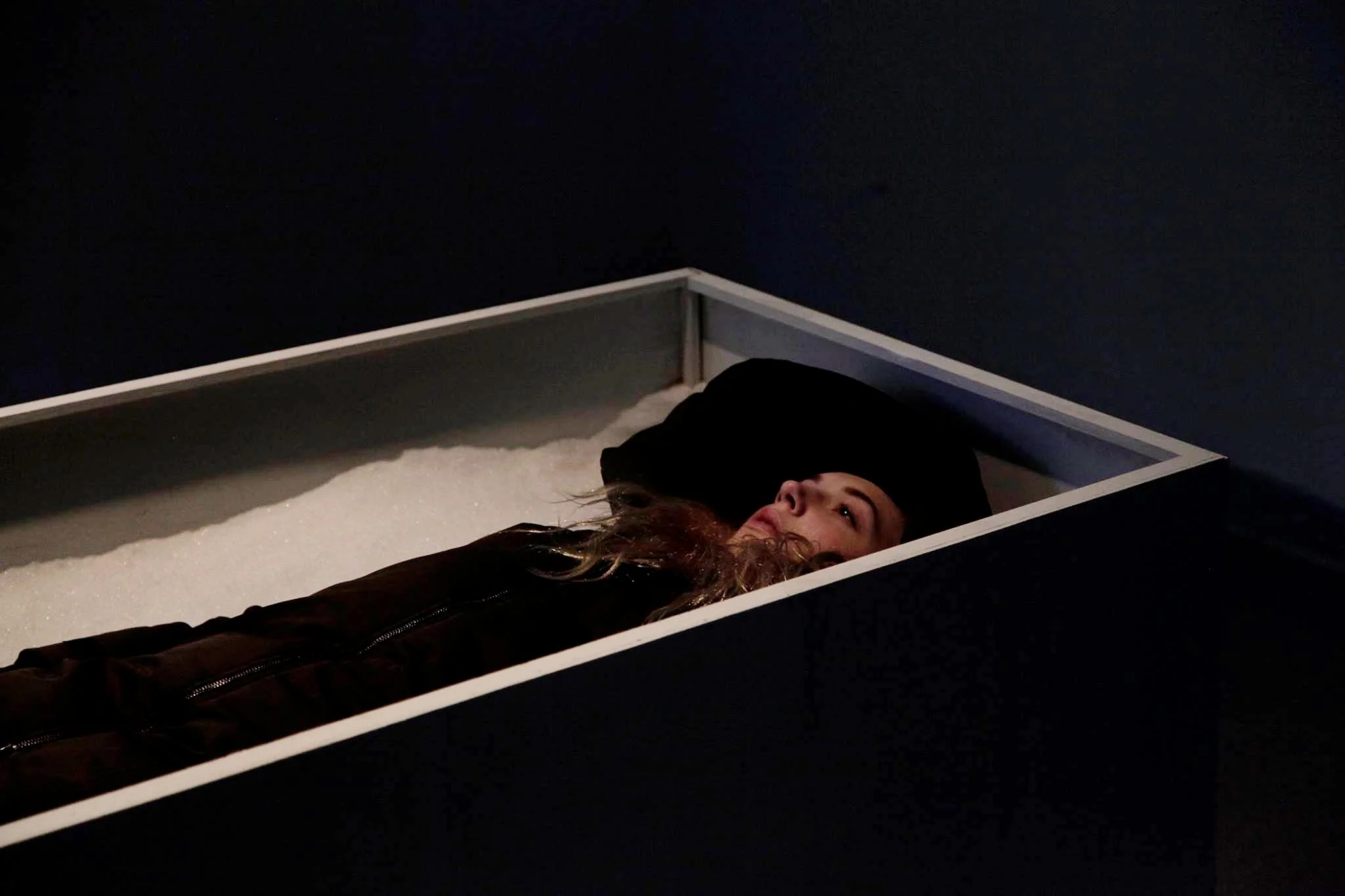 Katrina Tkaczyszyn received second place for her installation work Stages that incorporated photography, video and performance.