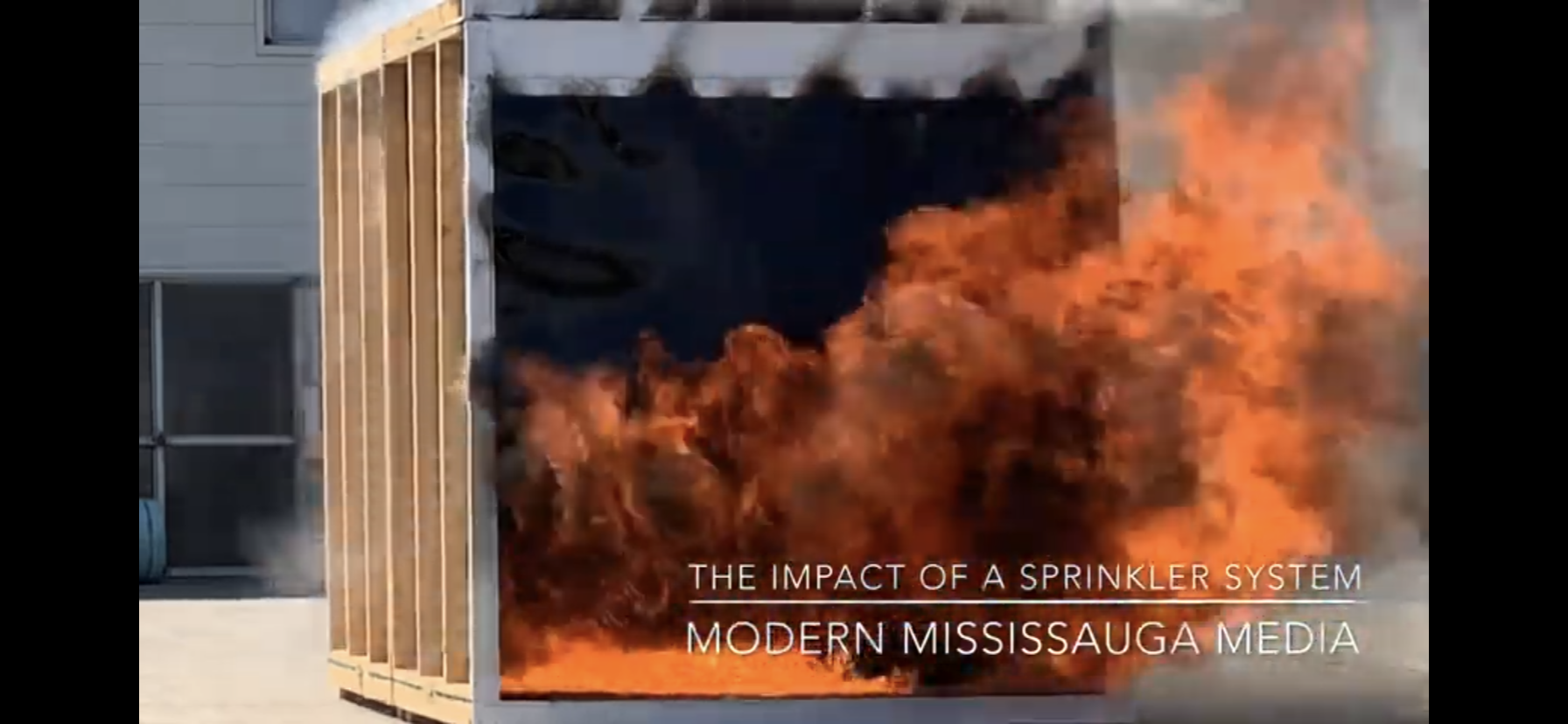 A side-by-side live video demonstration on the importance of a sprinkler system