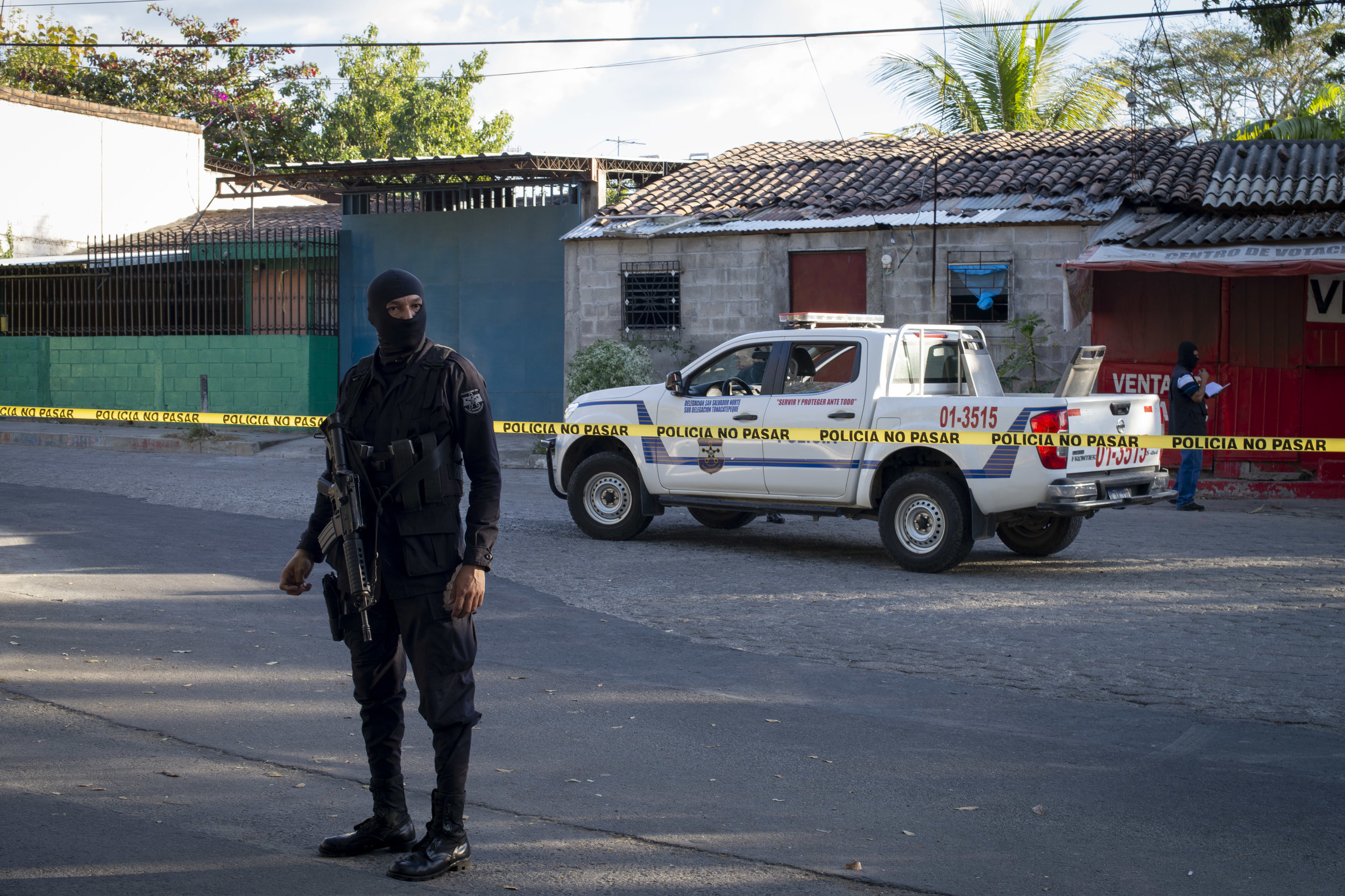  The homicide scene of a police officer in outskirts San Salvador, El Salvador. 