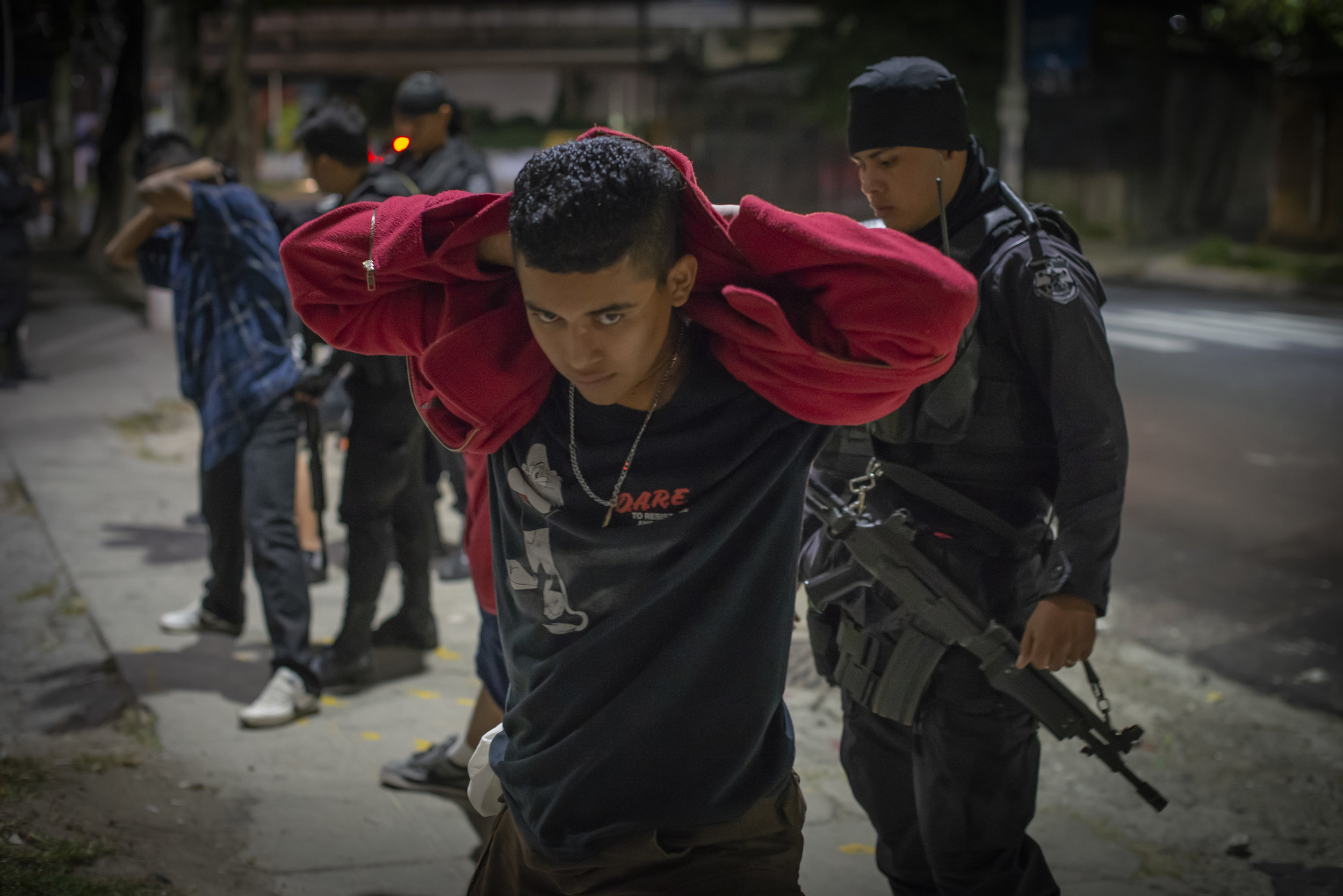  Mao Mao gang members being detained in San Salvador, El Salvador. 