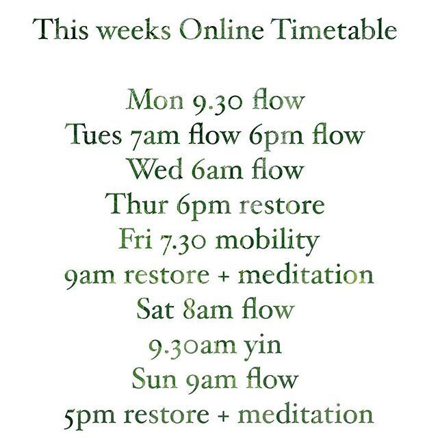 This weeks timetable. With our reopening date June 22nd approaching fast, stay tuned for an email in your inbox. Can&rsquo;t wait to have you all back in our divine space. With some simple govt covid guidelines to follow our new intro timetable and o