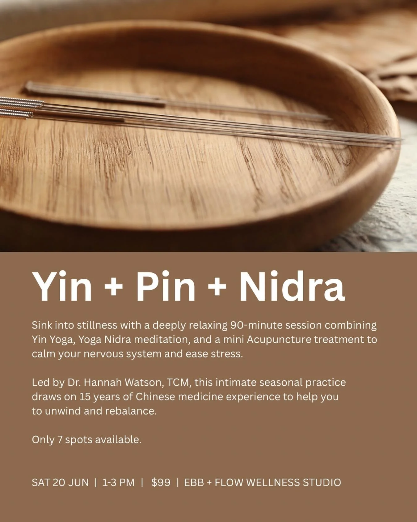 Saturday 20th June 1-3pm, join us for an intimate offering that asks you to relax and unwind.

We are offering yin yoga practice, combined with your individualised acupuncture treatment, followed by nidra, a form of meditation.

If you have been seek