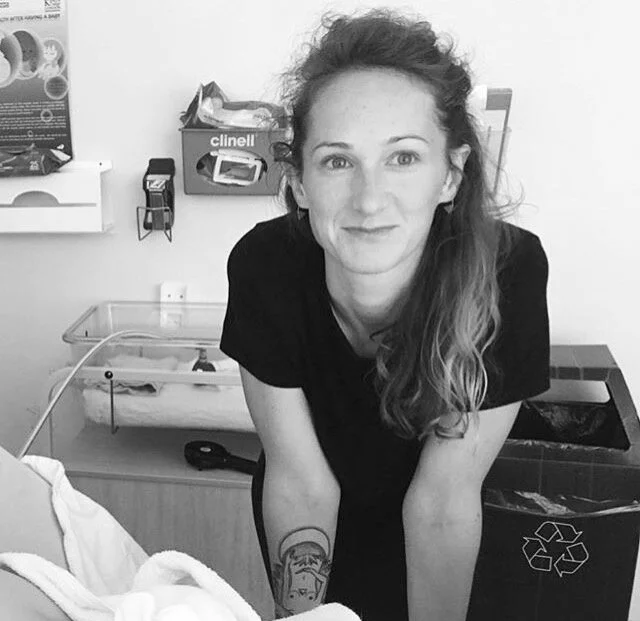Me just after a birth and 48 hours without sleep.