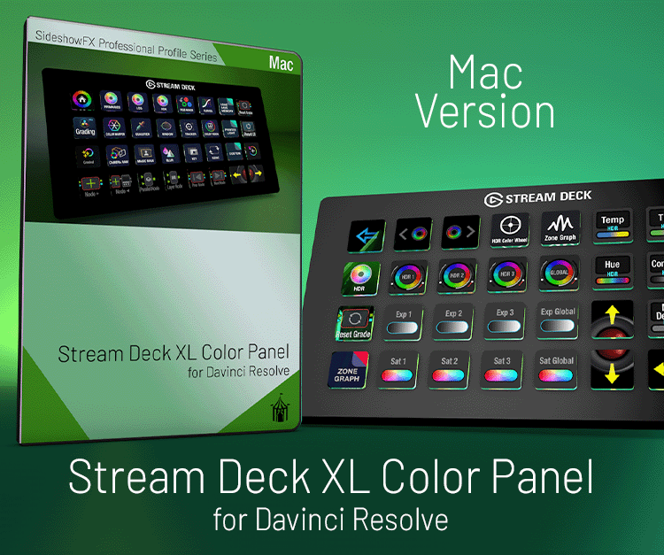 Davinci Resolve Color Panel Stream Deck XL Mac — sideshowfx
