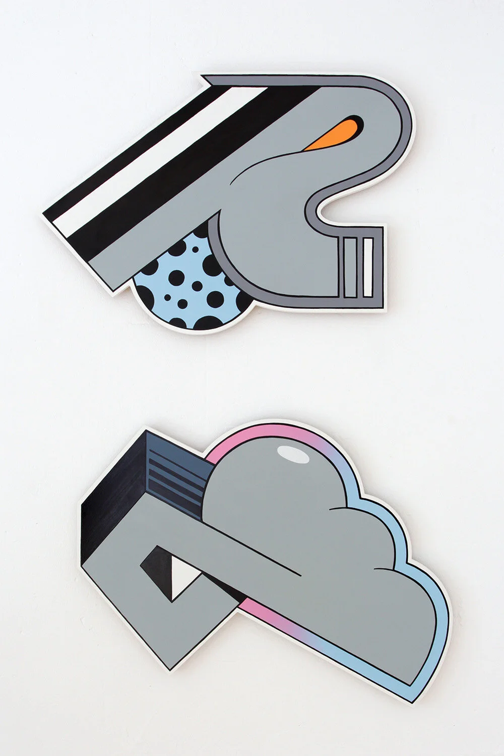 Odd Object II + III – 80x100cm, enamel on cnc-cutted wood, 2017