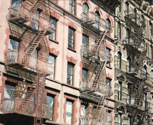 Fire Escapes, NYC (Watercolor on paper, 14" x 11"). Private collection.