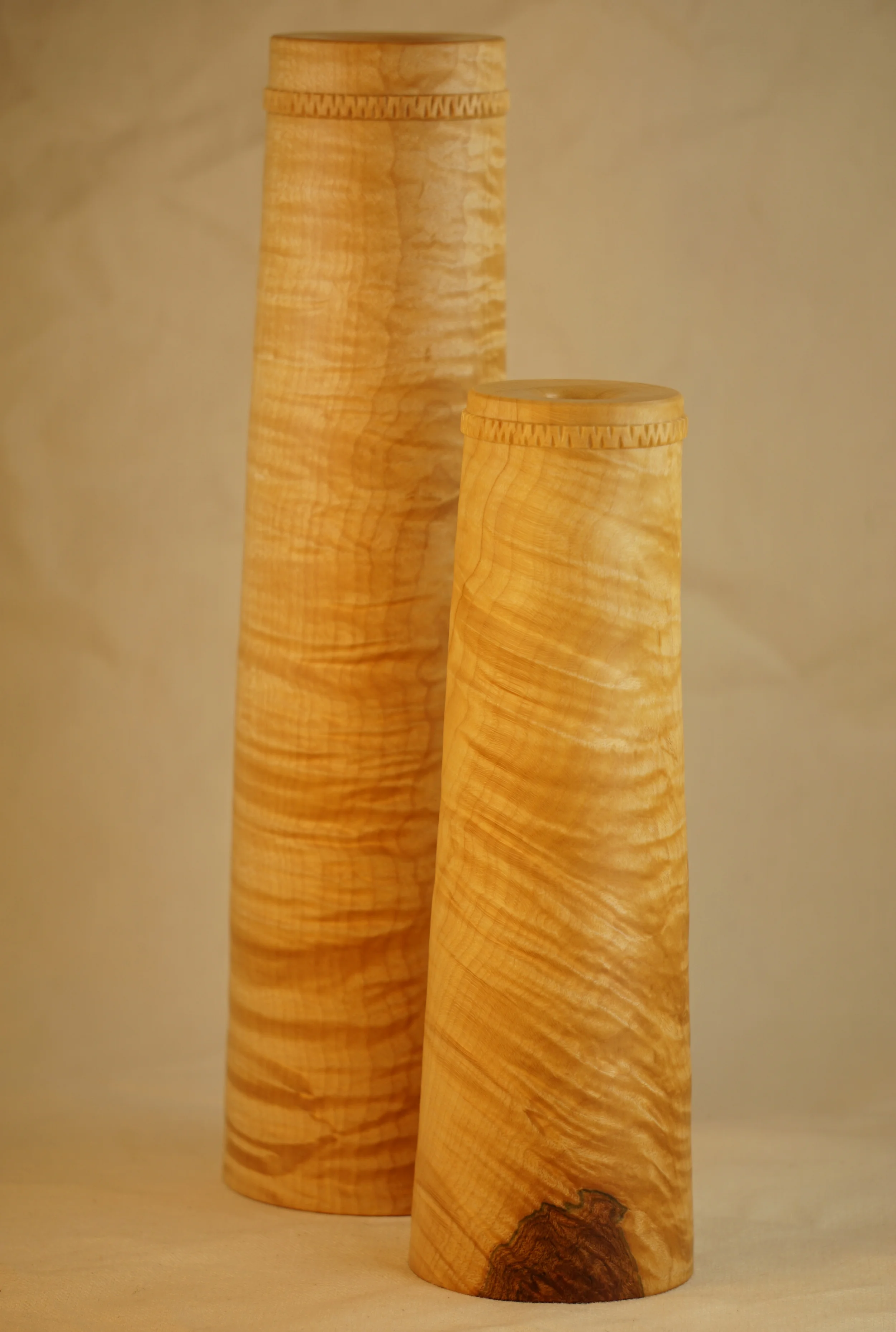 Figured Maple Vases #1 & #2