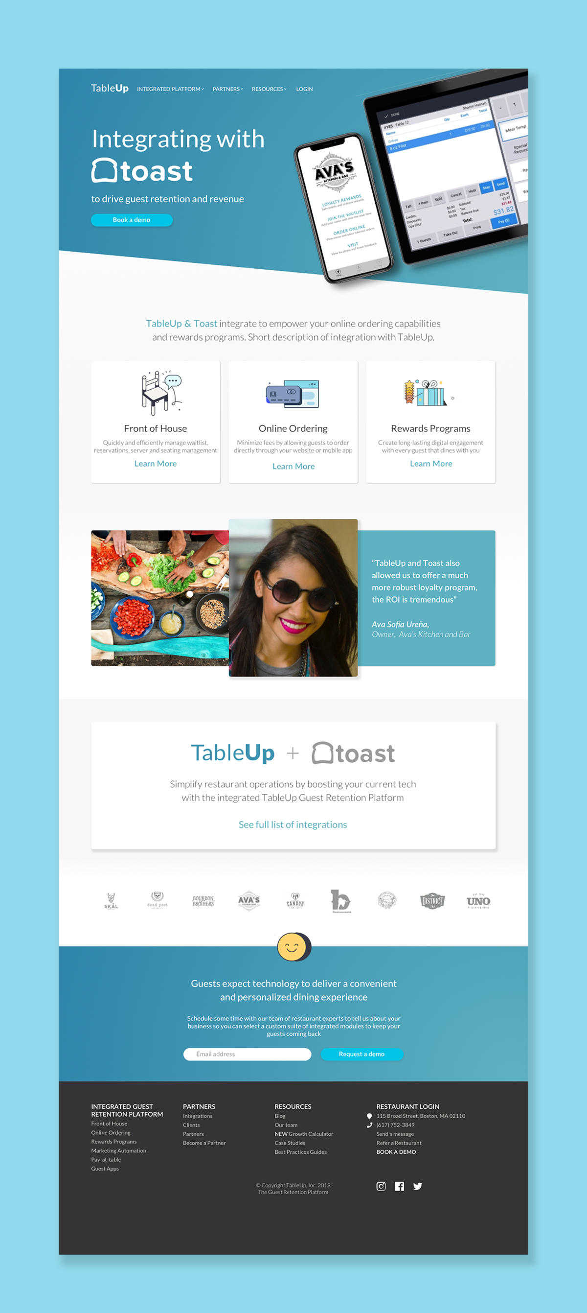 TABLEUP WEBSITE REDESIGN: Integration Page