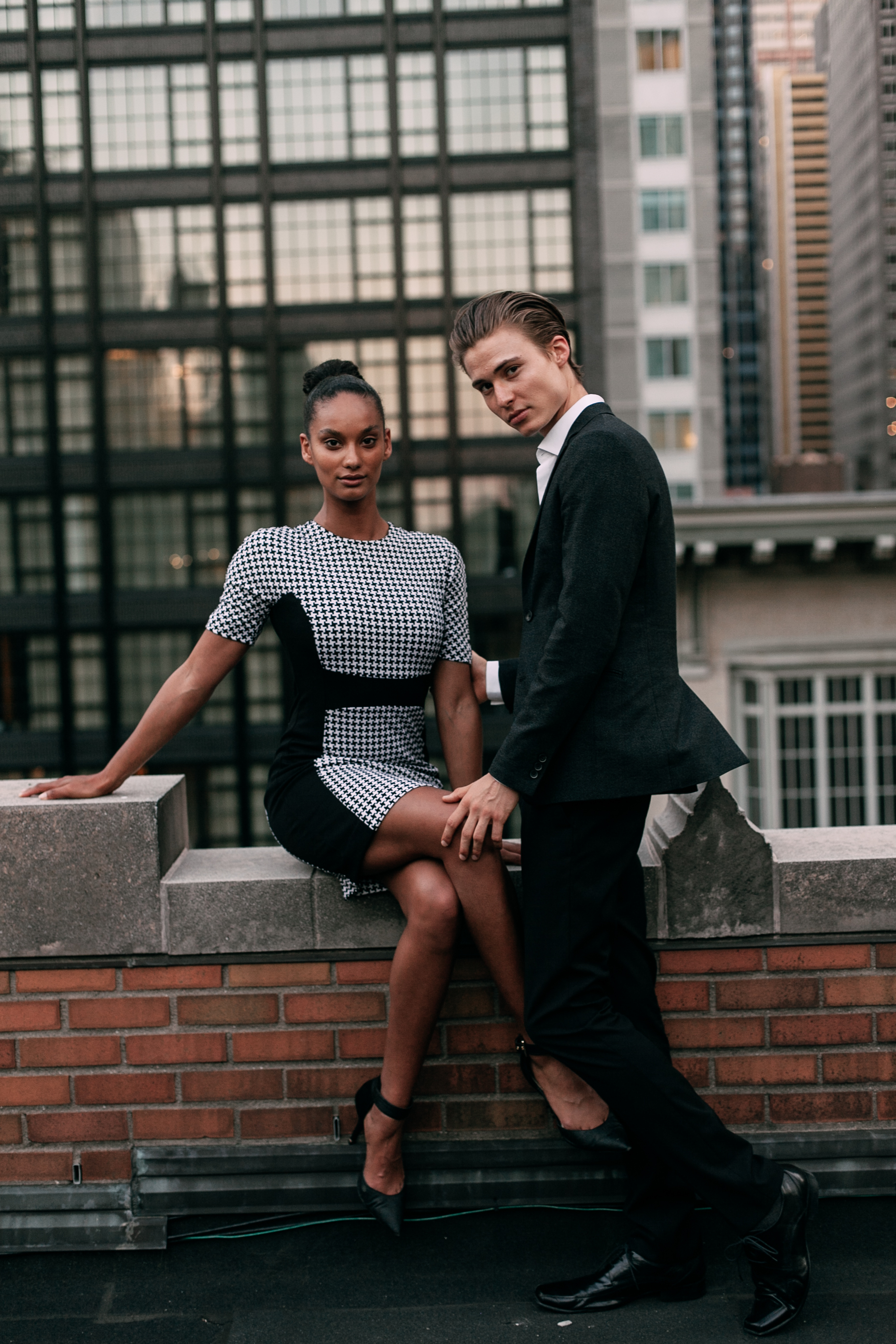 New York City engagement photographer, New York engagement photographer, NYC engagement photographer, NYC rooftop engagement session, interracial couple, New York rooftop engagement session