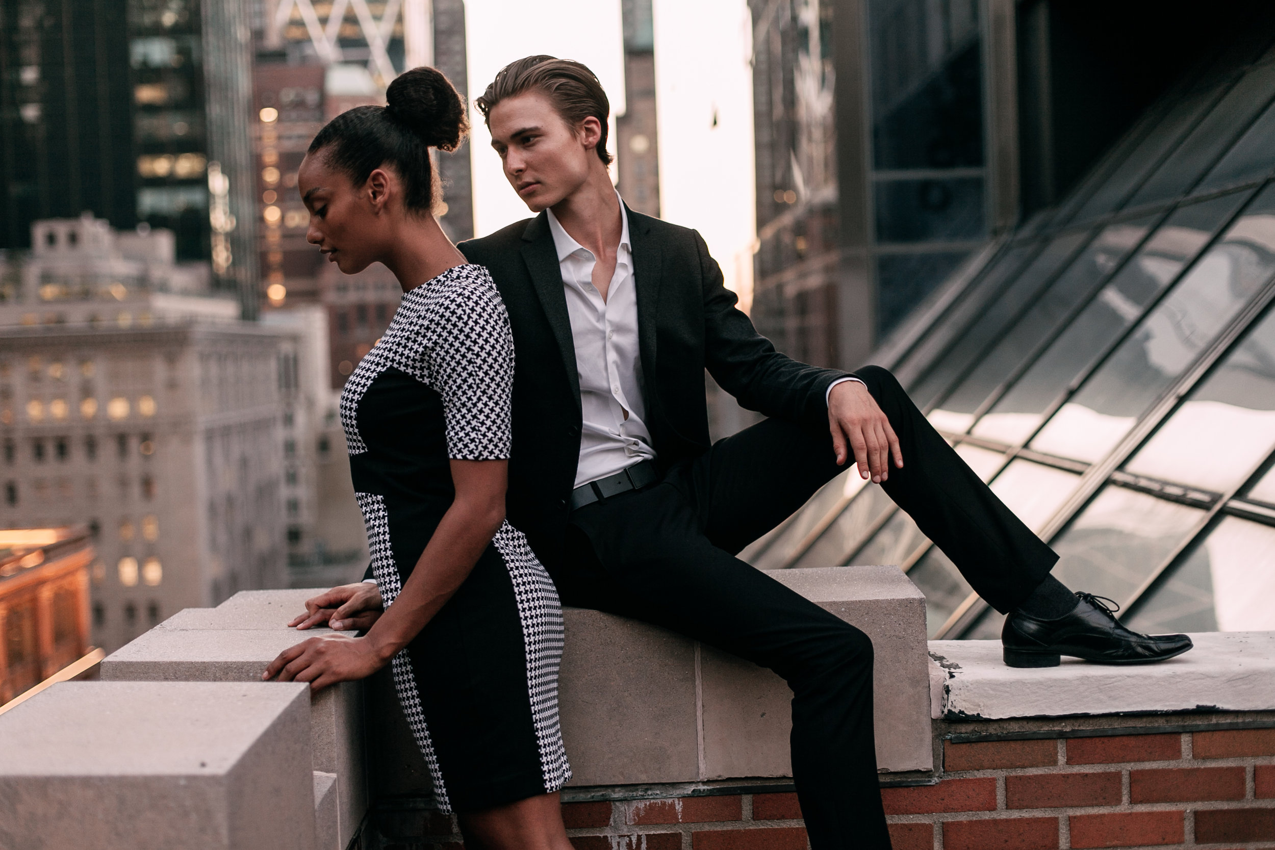 New York City engagement photographer, New York engagement photographer, NYC engagement photographer, NYC rooftop engagement session, interracial couple, New York rooftop engagement session