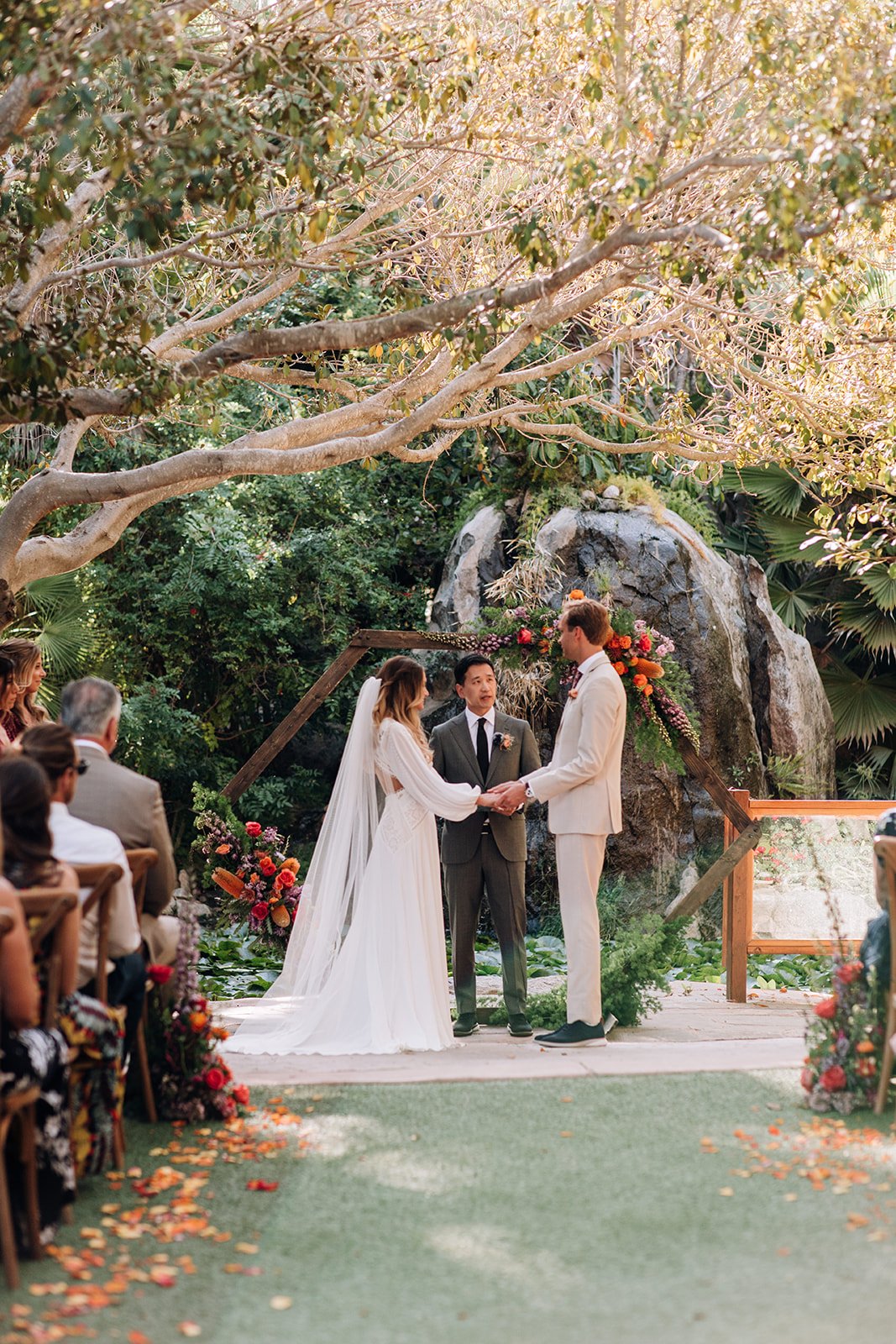 The Grooms Suite: The Cabana - Perched over a seasonal running pond, amongst the giant fig trees. This hideaway features indoor-outdoor space, overlooking your private putting green.