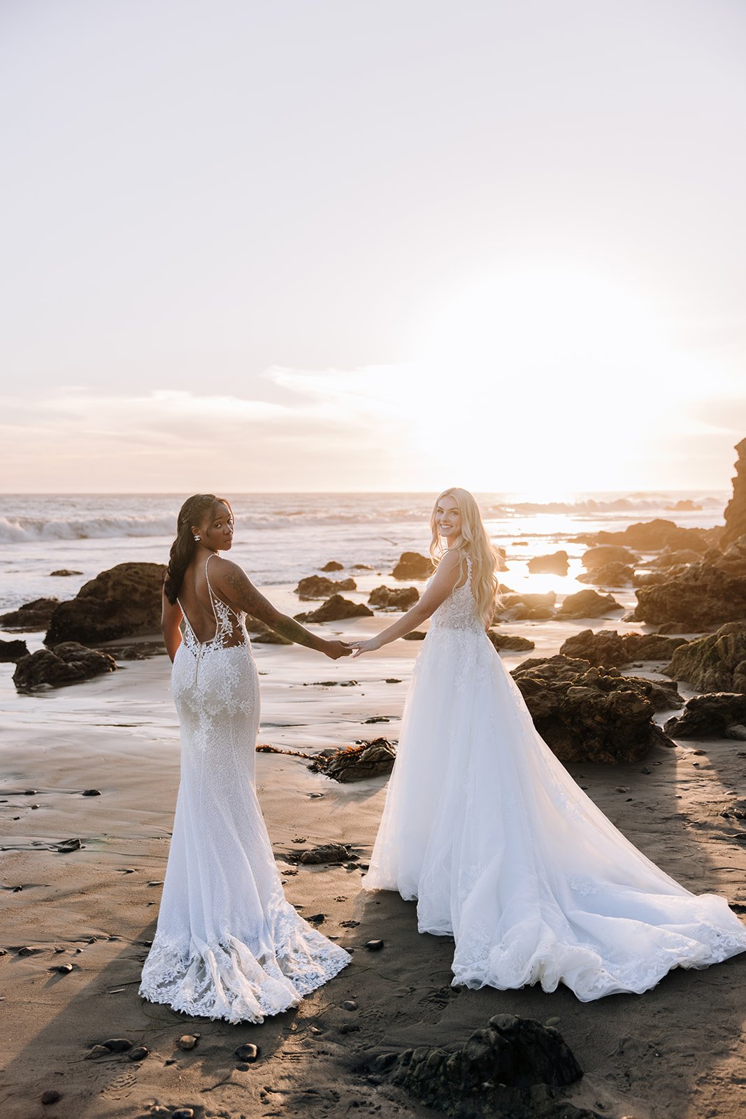 bridal portraits, lesbian couple, lesbian wedding, bridal portraits in Santa Monica, Orange County bridal portraits, beach bridal portraits, wedding dress, bridal pictures, bridal photos