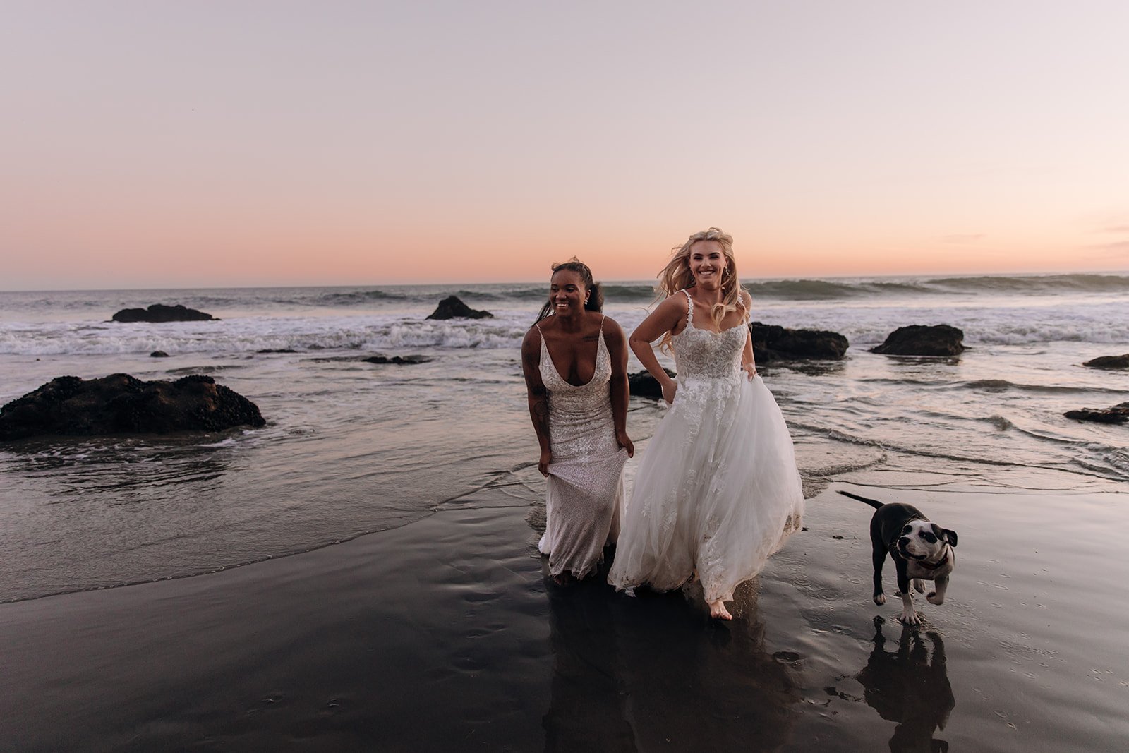 bridal portraits, lesbian couple, lesbian wedding, bridal portraits in Santa Monica, Orange County bridal portraits, beach bridal portraits, wedding dress, bridal pictures, bridal photos