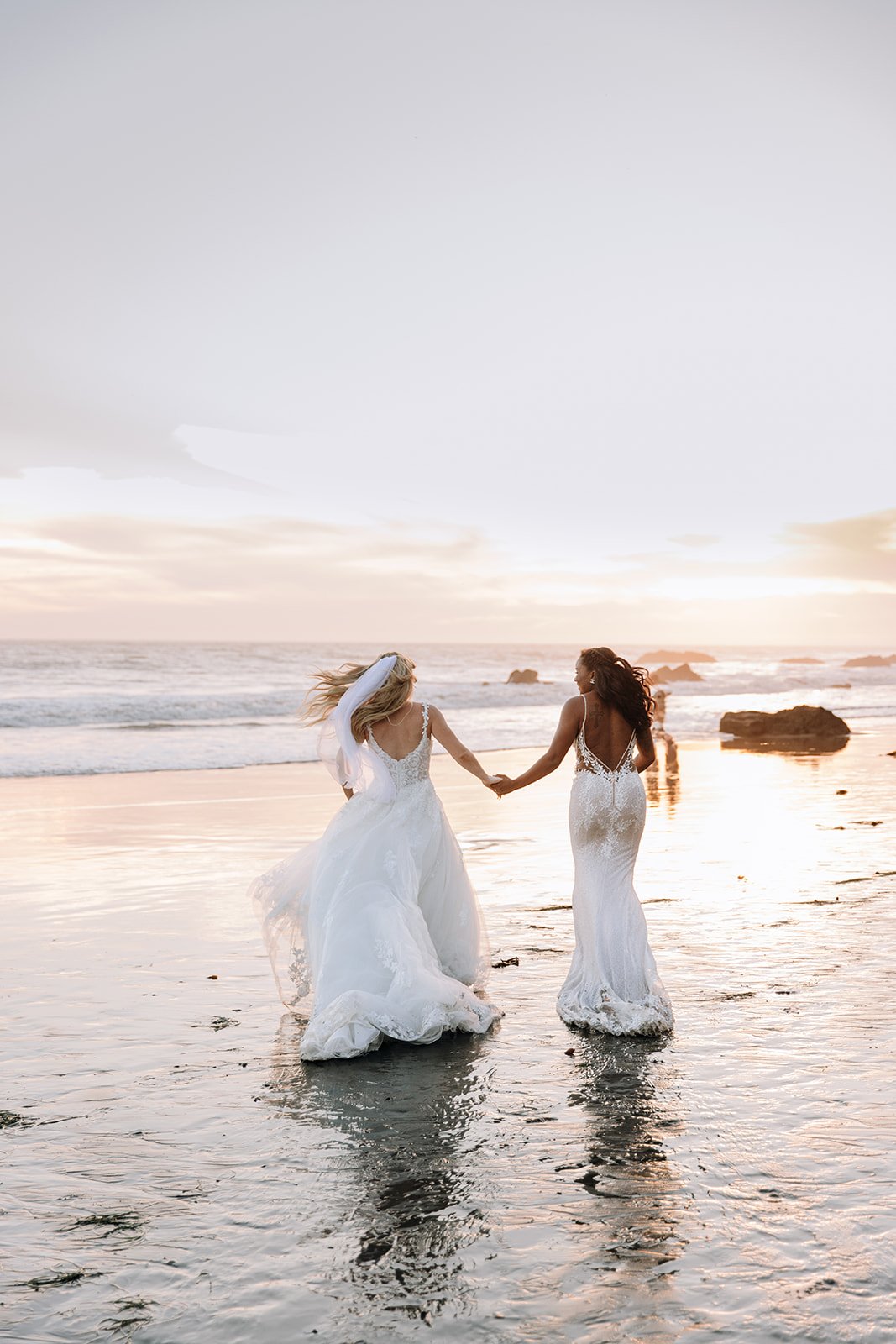 bridal portraits, lesbian couple, lesbian wedding, bridal portraits in Santa Monica, Orange County bridal portraits, beach bridal portraits, wedding dress, bridal pictures, bridal photos